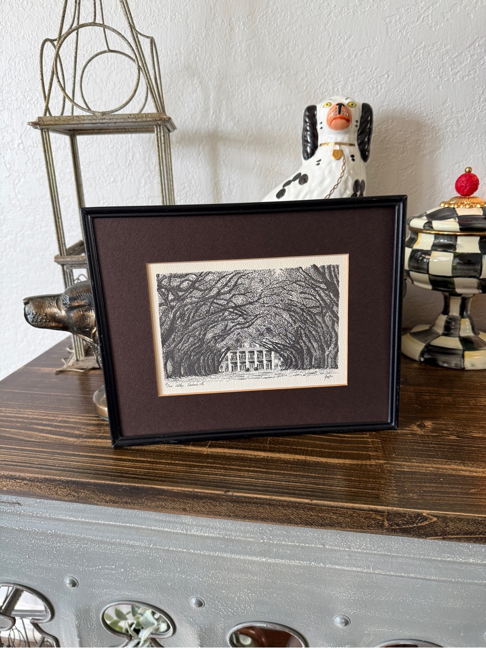 Vintage Oak Alley Plantation Giclée Print – Signed, Matted, Framed 8×10 - Picture 12 of 17